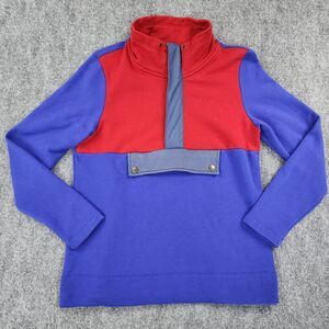 LL Bean Sweatshirt Womens Medium Red Purple Colorblock Signature Anorak Kangaroo